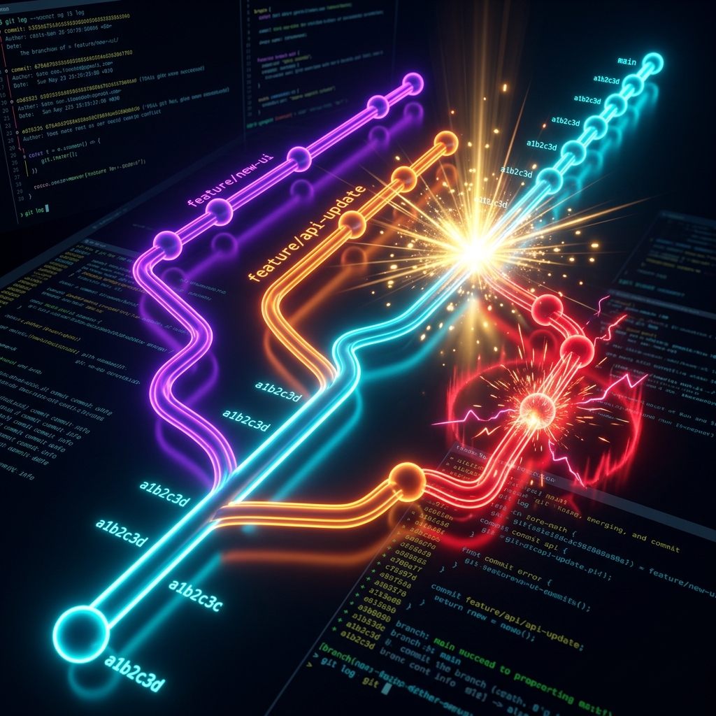 Git branching, merging, and conflict resolution